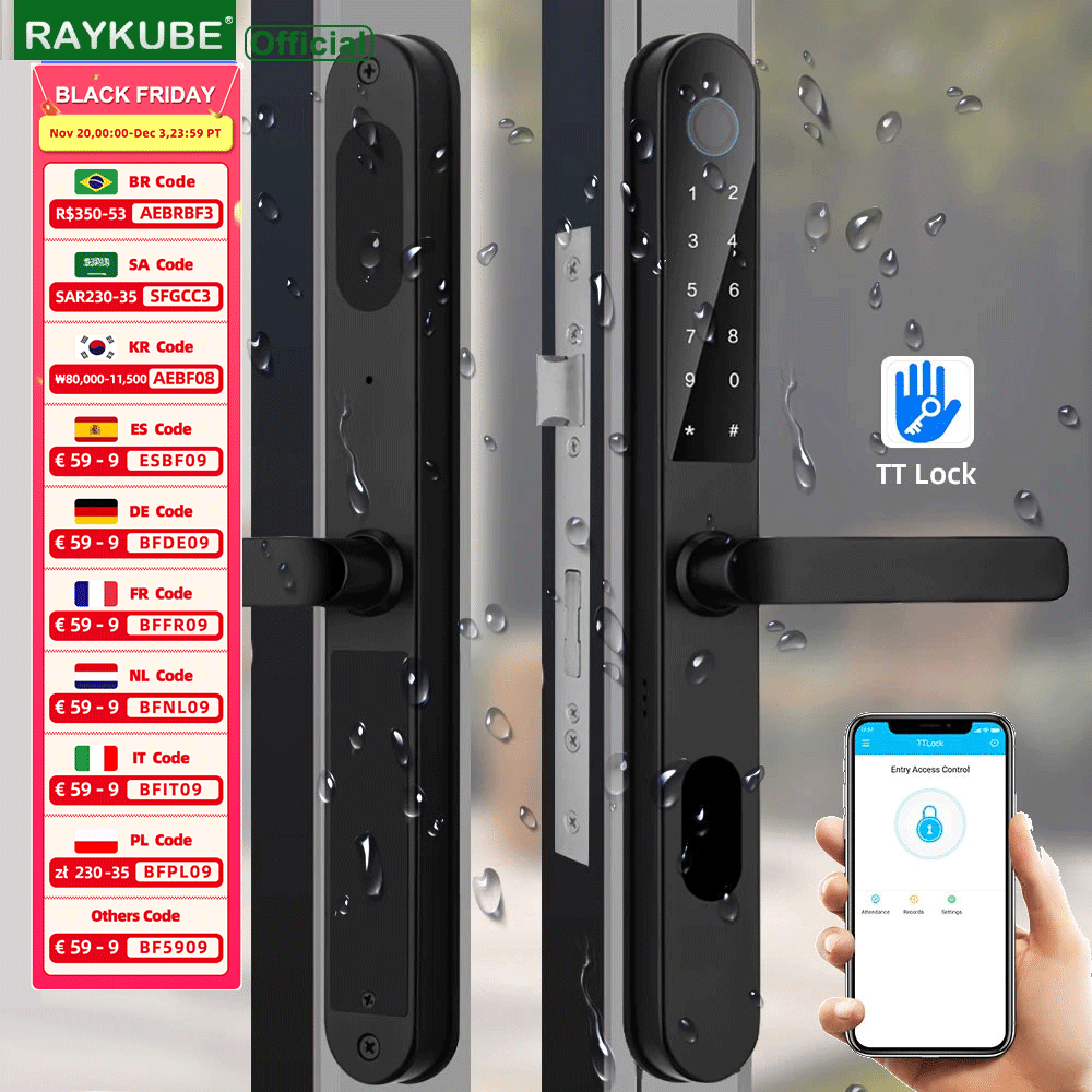 Smart Garden Door Lock - Raykube-fechadura de alumínio dq09, ip68, impermeável,